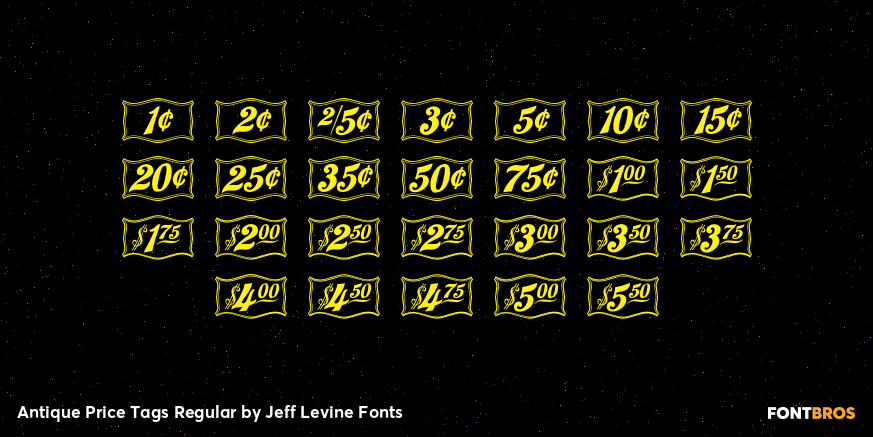 Antique Price Tags Regular Font Poster #2