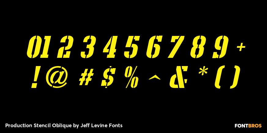 Production Stencil Oblique Font Poster #1