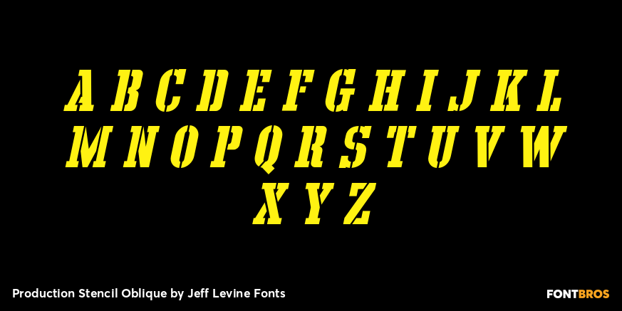 Production Stencil Oblique Font Poster #1