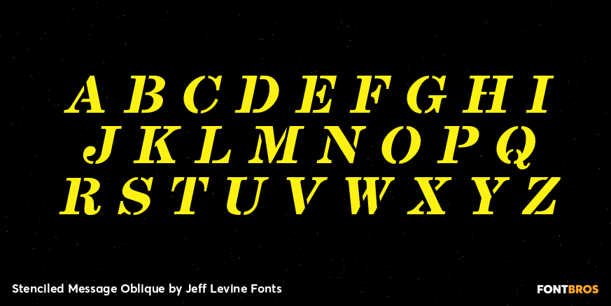 Stenciled Message Oblique Font Poster #2