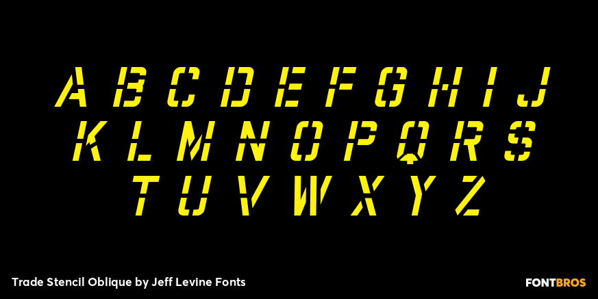 Trade Stencil Oblique Font Poster #3